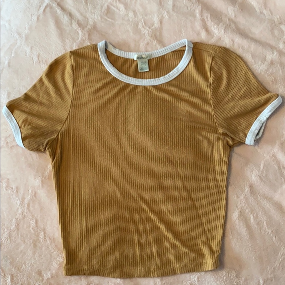 bozzolo mustard yellow ribbed crop top
